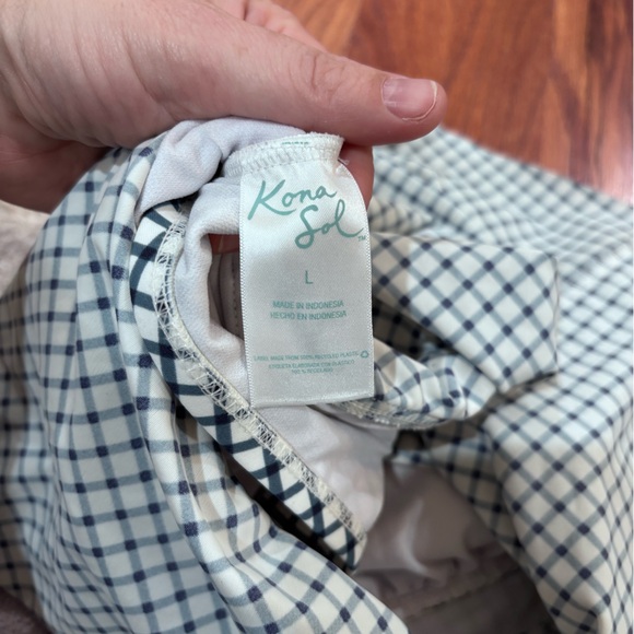 Kona Sol Navy & White Check Swim Tankini Sz Large - Picture 6 of 6